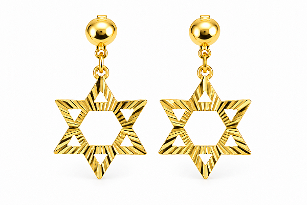 Par de Brincos de Estrela de David - Dourado
