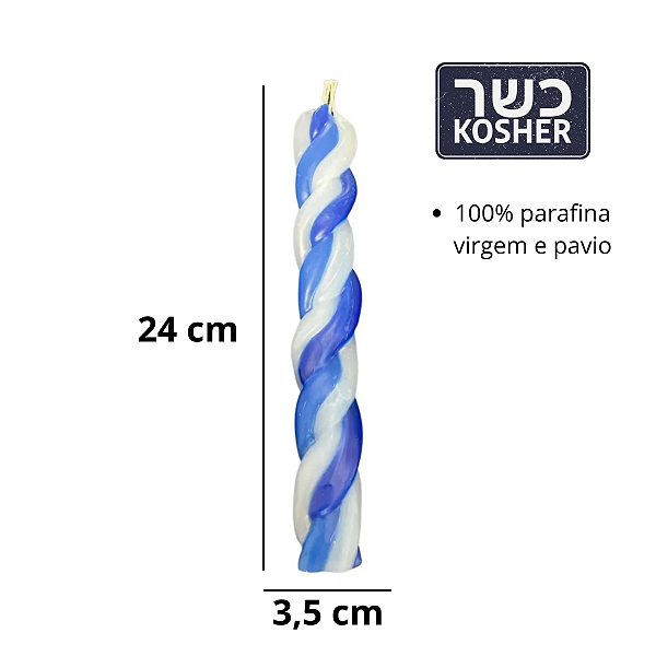 Vela de Havdalá Kosher-  Shin - Azul