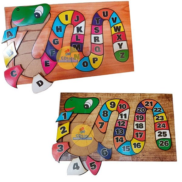 Quebra Cabeça Alfabeto Brinquedo Cobrinha Educativo em Madeira Alfabetização  Letras Brinquedo Pedagógico - GDkids Brinquedos Educativos e Pedagógicos