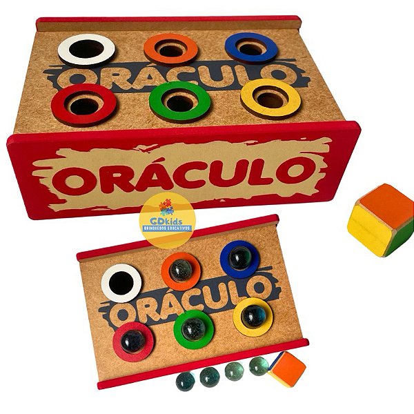 Jogo Oráculo Caixa de Madeira e Bolinhas de Gude Jogo Infantil Divertido