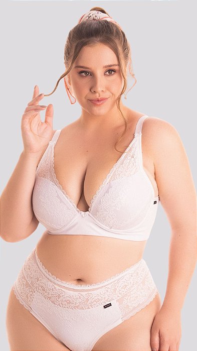 Sutiã Elis com Bojo em microfibra e renda - GG