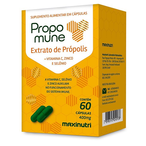 Propomune Extrato Própolis 400Mg 60 Cápsulas Maxinutri