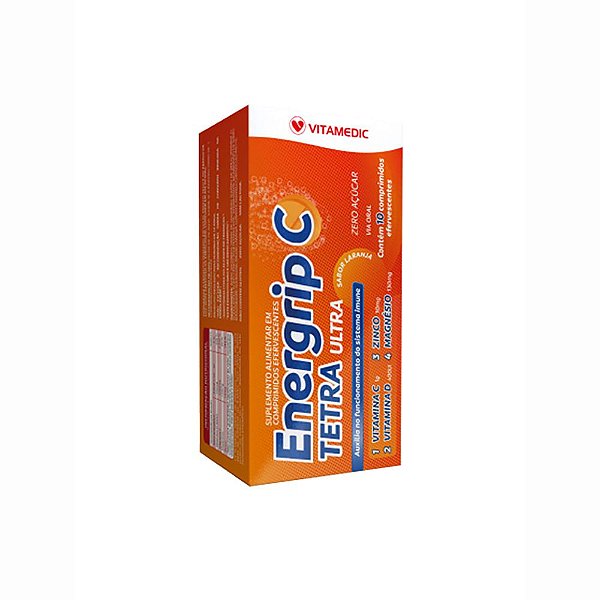 Energrip C Tetra Com 10 Comprimidos Efervecentes Vitamedic