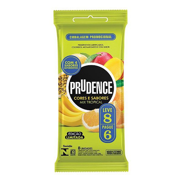 Preservativo Prudence Mix Tropical Lubrificado Leve 8 Pague 6