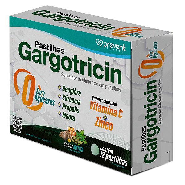 Gargotricin Zero Açucar Sabor Mel 12 Pastilhas- Prevent Pharma