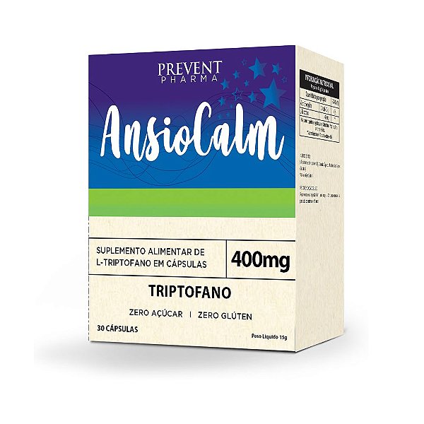 Ansiocalm 400mg 30 Cápsulas L-Triptofano Prevent Pharma