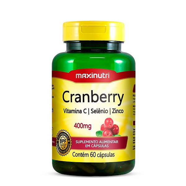Cranberry Vitamina C Selênio E Zinco 400Mg 60 Cáps - Maxinutri