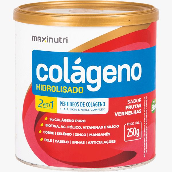 Colágeno Hidrolisado 2 em 1 250g em Pó Frutas Vermelhas Maxinutri