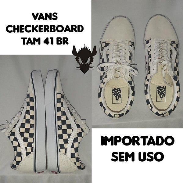 TENIS VANS OLD SCHOOL CHECKERBOARD BRANCO SEM USO