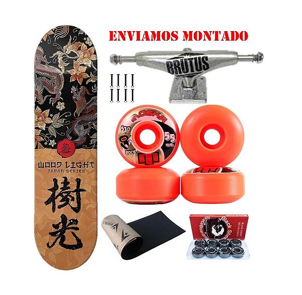 SKATE COMPLETO COM SHAPE WOOD LIGHT JAPAN 8,25"