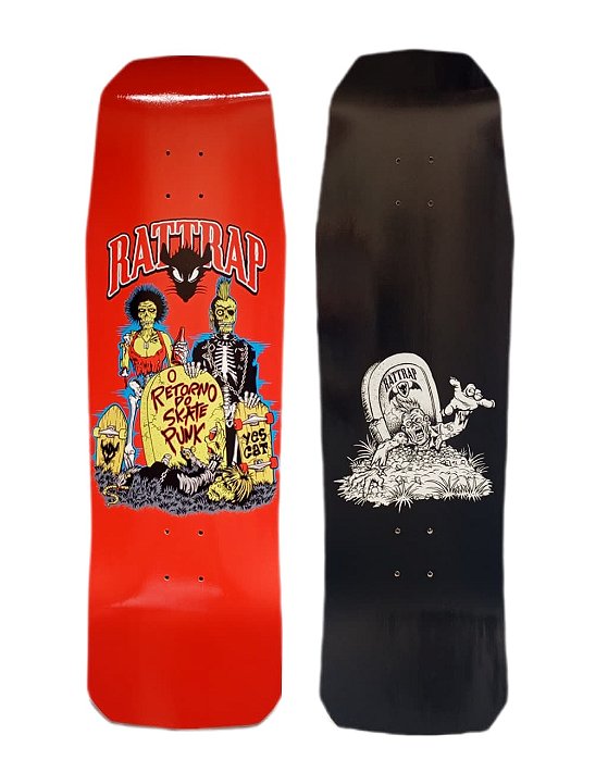SHAPE OLD SCHOOL RATTRAP MODELO COFFIN "O RETORNO DO SKATE PUNK" 9.75" VERMELHO