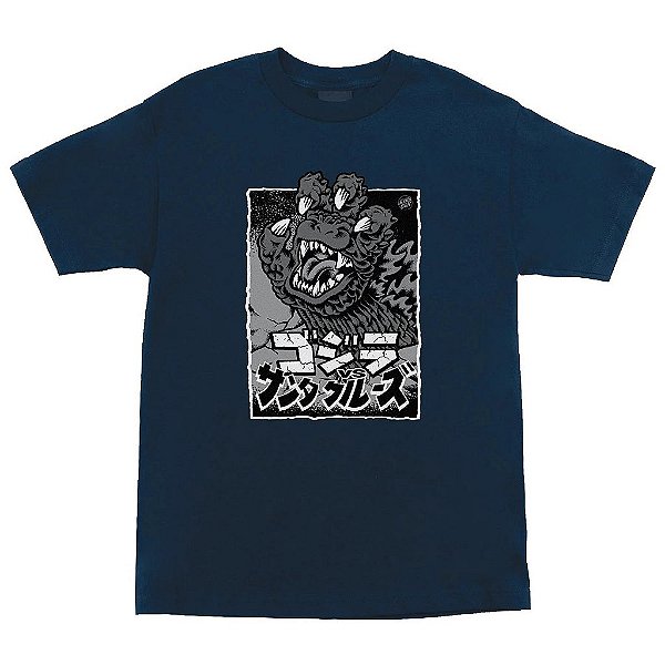 CAMISETA SANTA CRUZ GODZILLA HAND AZUL MARINHO TAMANHO L (G)