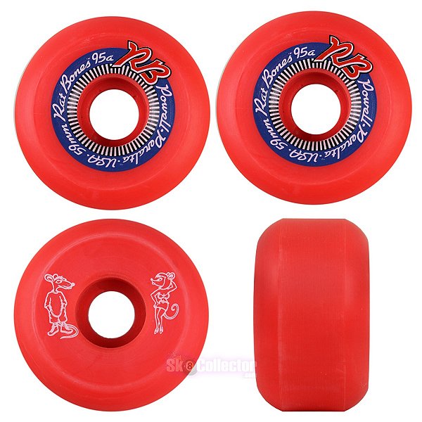 RODAS DE SKATE ANTIGAS RAT BONES 59mm 95A VERMELHAS SEM USO