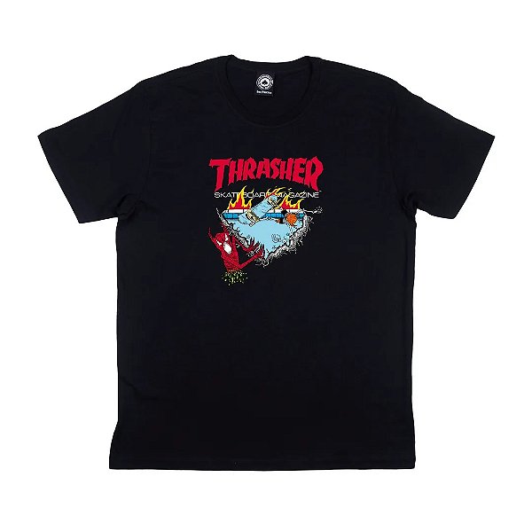 CAMISETA NECKFACE 500 THRASHER MAGAZINE PRETO TAMANHO G