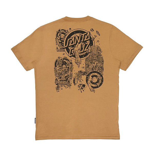 CAMISETA SANTA CRUZ ROSKOPP EVO 2 MARROM/MOSTARDA TAMANHO G
