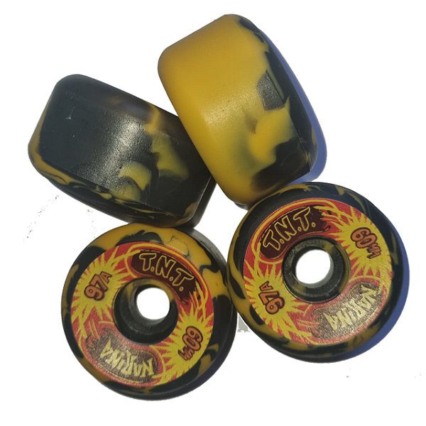 RODAS DE SKATE NARINA OLD SCHOOL TNT 60MM 97A PRETO/AMARELO