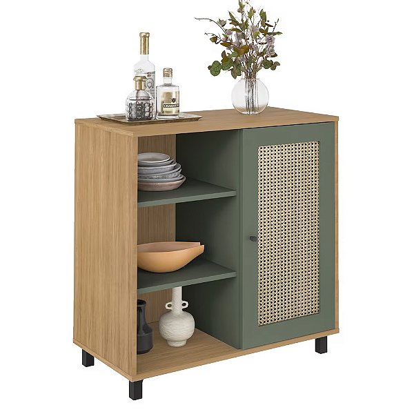 Buffet Tela 3D Charlotte - Carvalho / Menta