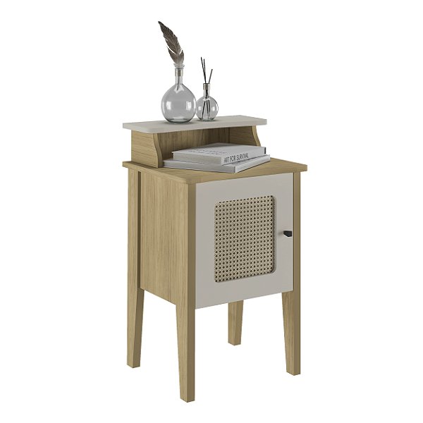 Mesa de Apoio Tela 3D Charlotte - Carvalho / Off White