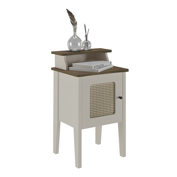 Mesa de Apoio Tela 3D Charlotte - Pinho / Off White