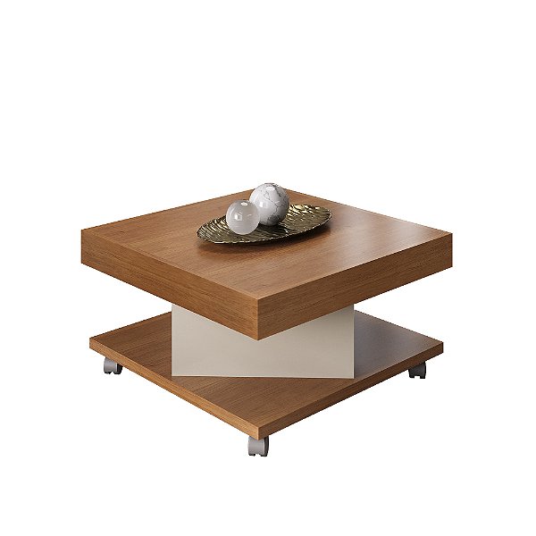 Mesa de Centro com Rodízios Saara - Cinamomo / Off White