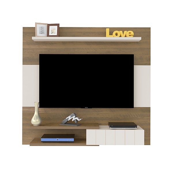 Painel de TV 135cm até 55 Polegadas Monza - Pinho / Off White
