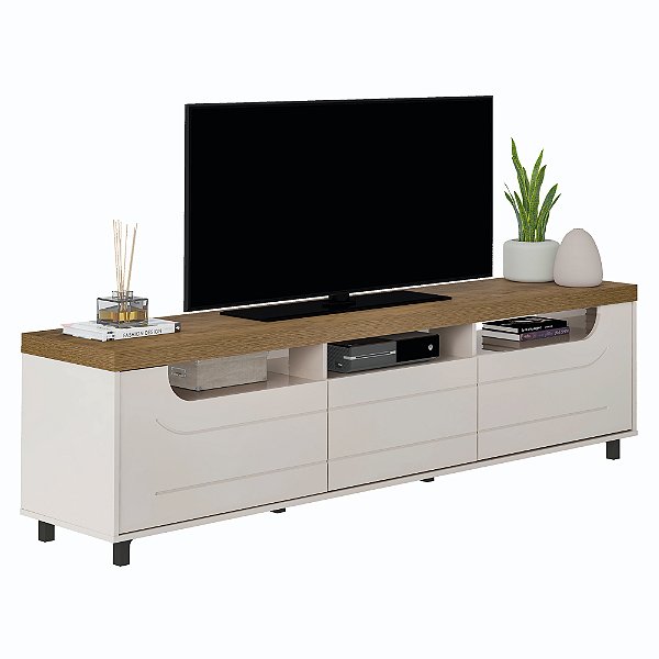 Rack 200cm para TV até 75 Polegadas Mercury - Pinho / Off White