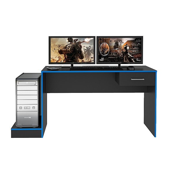 Mesa Gamer 041W - Preto / Azul