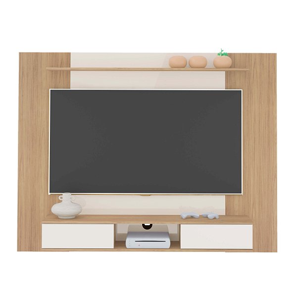 Painel de TV 176cm até 75 Polegadas Nevada - Carvalho / Off White