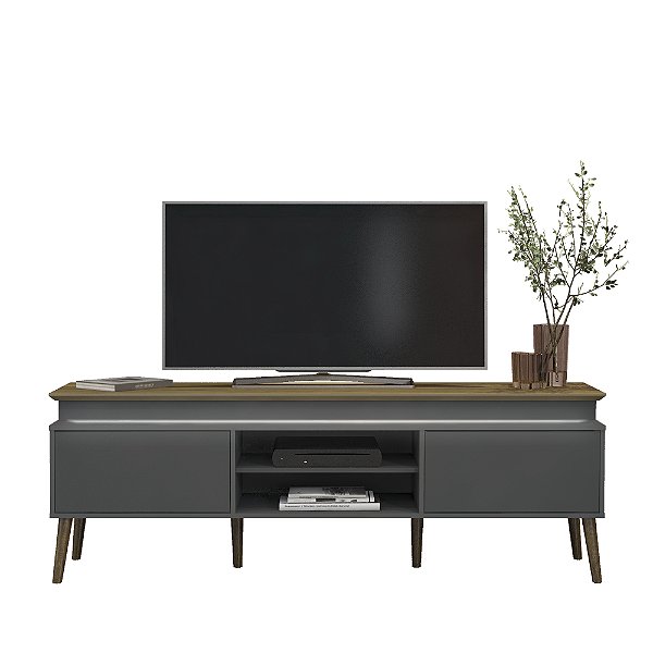 Rack com LED 180cm para TV até 75 Polegadas Lumina - Carvalho / Grafite