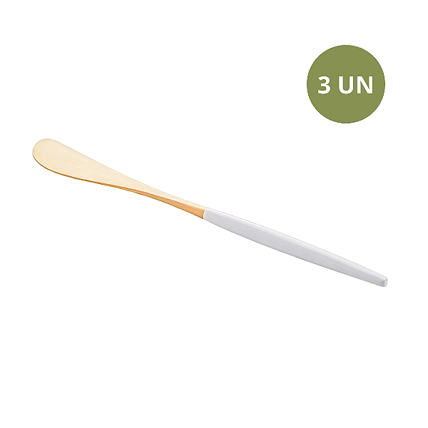 JOGO DE ESPÁTULAS EM INÓX KYOTO DOURADO E BRANCO