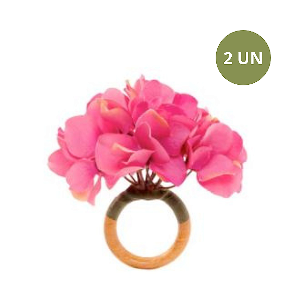 SET COM 2 PORTA GUARDANAPOS HORTÊNSIA ROSA CHICLETE