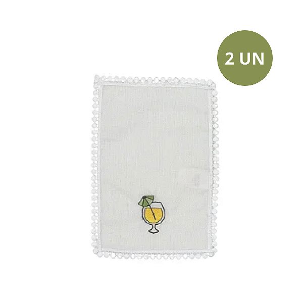SET COM 2 GUARDANAPOS COQUETEL DRINK AMARELO