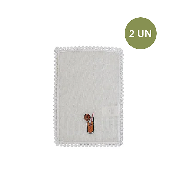 SET COM 2 GUARDANAPOS COQUETEL DRINK LARANJA