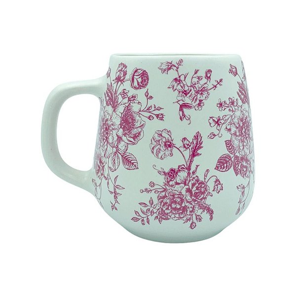 CANECA FLORAL FUCSIA