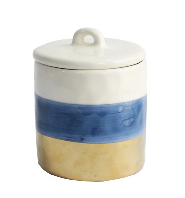 POTE DE PORCELANA AZUL COM TAMPA