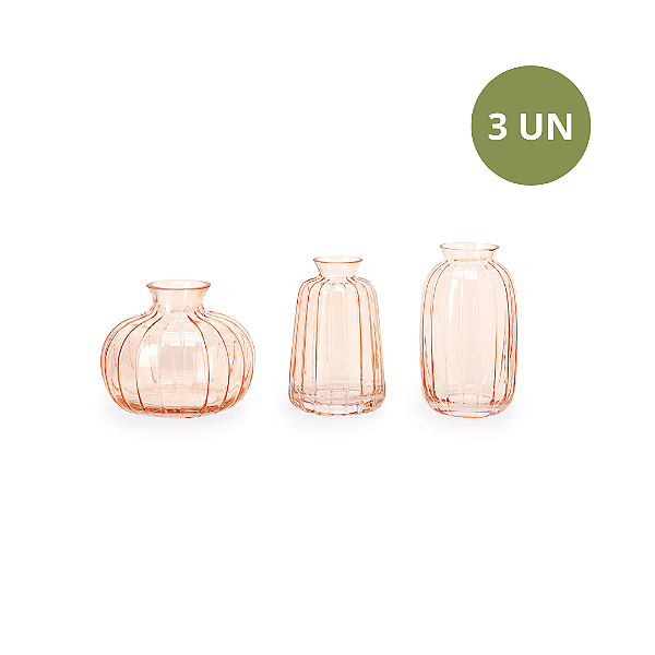 KIT 3 VASOS ROSÊ