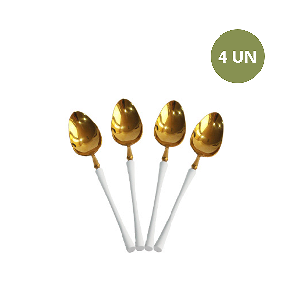 SET COM 4 COLHERES DE SOBREMESA GOLD