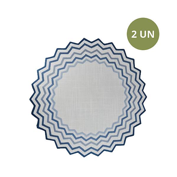 SET COM 2 JOGOS AMERICANOS ZIG ZAG BRANCO COM AZUL