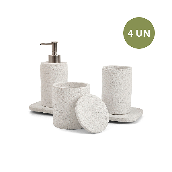 KIT PARA BANHEIRO CIMENTO BRANCO