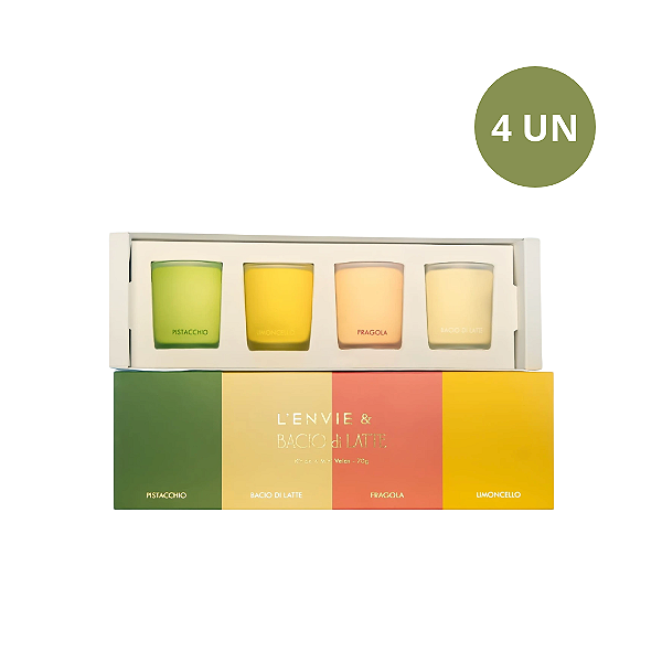 KIT COM 4 MINI VELAS BACIO DI LATTE