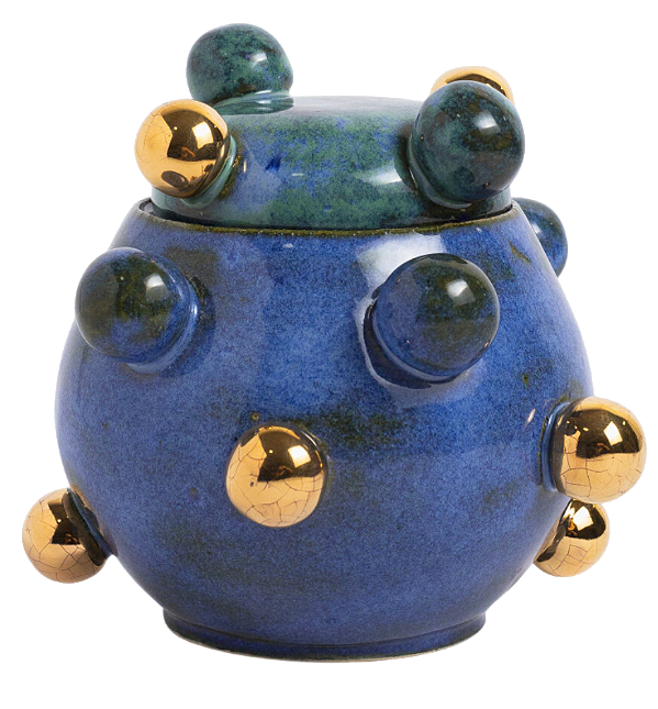 CAIXINHA BRUXELAS AZUL EFEITO COM OURO AMARELO