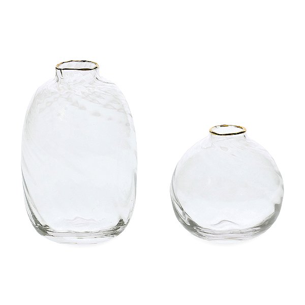 KIT 2 VASOS FIO DE OURO