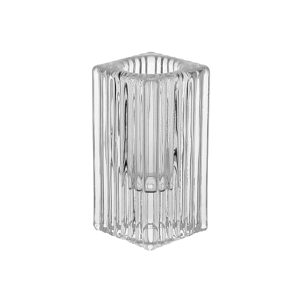 CASTIÇAL EM VIDRO TRANSPARENTE