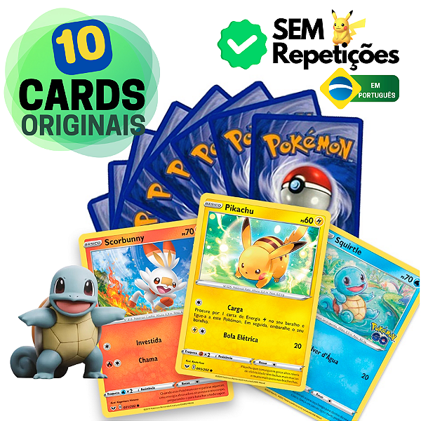 Cartas Pokemon Originais | Pack com 10 Cards Oficiais Sem Repetições -  Atacado pra Revenda