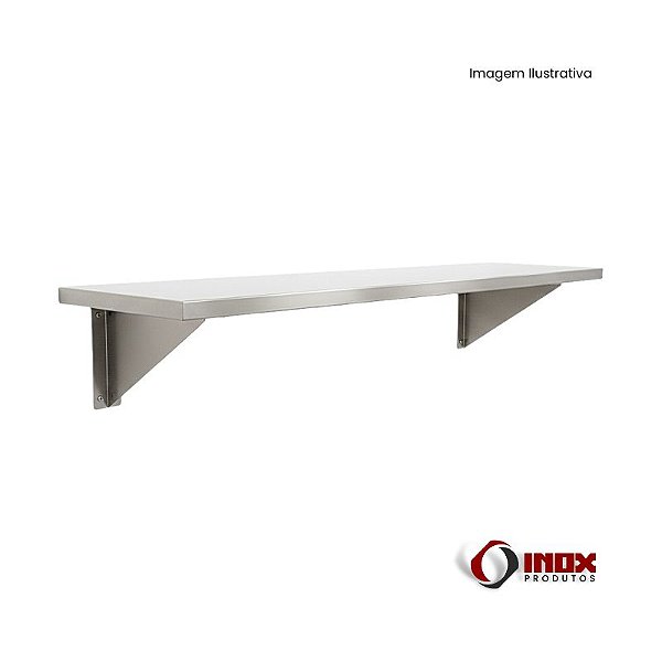 Prateleira Lisa Suspensa por Mão Francesa em Aço Inox