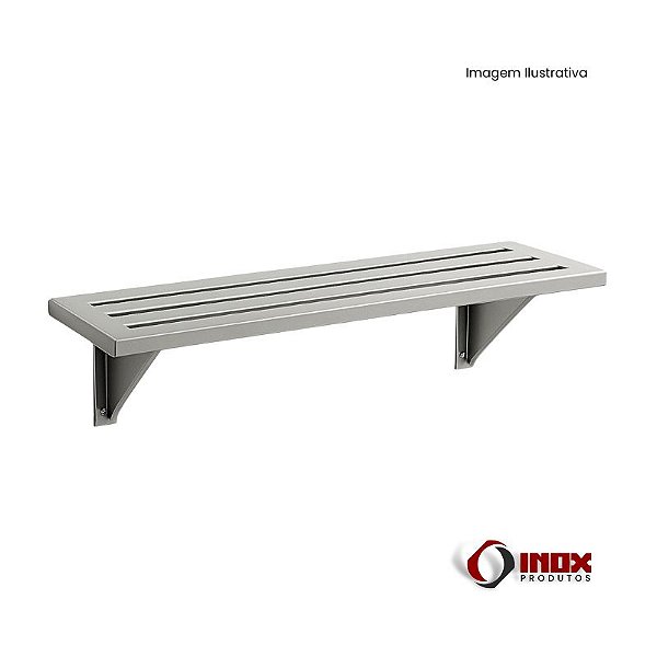 Prateleira Gradeada Suspensa por Mão Francesa em Aço Inox