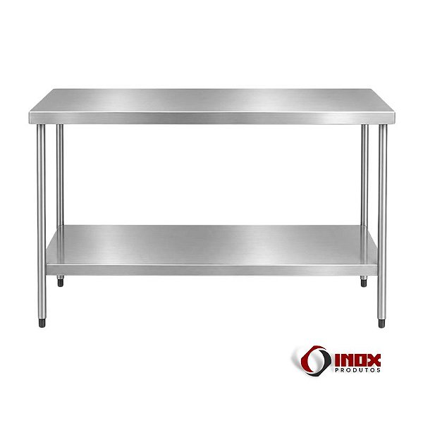 Mesa Industrial Inox Lisa com Prateleira Lisa – M01 | Inox 304 ou 430