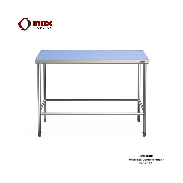 Mesa Industrial Inox Contaventada - M03 | 304 ou 430