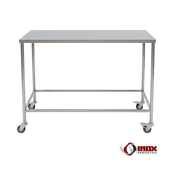 Mesa Industrial em Aço Inox Contaventada com Rodízios | M06 – Inox 304 ou 430
