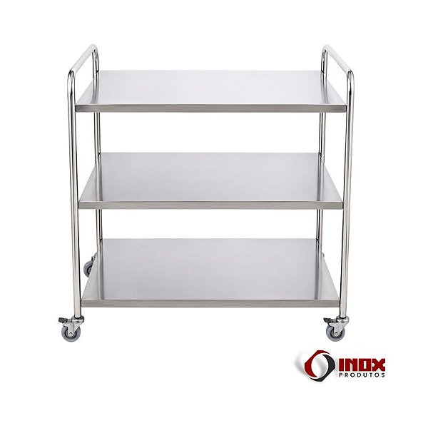 Carrinho 08 - Carrinho Industrial Inox Com 3 Planos Lisos